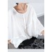 Plus Size Loose White Asymmetrical Shirt Half Sleeve