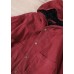 Art Red Hooded Pockets Warm Fleece Coat Winter