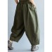 French Loose trousers vintage Arm Green Inspiration Elastic Waist wild pants