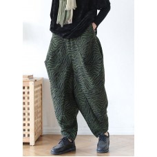 100% oversize green Jacquard Fabrics wide leg pants high waist