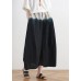 2021 summer new women's plus size loose cotton and linen black gradient color nine-point wide-leg pants