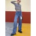 Organic Spring Wide Leg Pants Stylish Denim Blue Photography Hole High Waist Pants