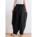 Women's spring and summer high waist cotton and linen loose large size casual red pants retro cropped pants