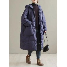 Plus Size Purple Hooded thick Duck Down Coats Winter