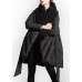 Art Black Patchwork Faux Fur  Peter Pan Collar Duck Down Winter down coat