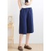 Women's summer new loose high waist five points wide leg pants linen burgundy straight shorts