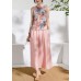 Summer  elastic waist pink temperament wide-leg pants