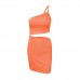 Amazon cross-border design sense, small number, one shoulder drawstring dress, female summer hollow bag hip sling dress