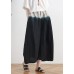 2021 summer new women's plus size loose cotton and linen black gradient color nine-point wide-leg pants