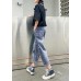 2021 new high waist  thin straight loose large size nine points Harlan casual female pants