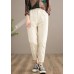 Unique Beige Pant Plus Size Clothing Spring Elastic Waist Fashion Ideas Pants