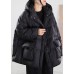 Boho Black Zip Up drawstring Duck Down Winter Coats