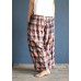 Xia Xin original design cotton and linen pants female loose nine points pants elastic waist