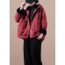 Art Red Hooded Pockets Warm Fleece Coat Winter