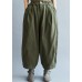 French Loose trousers vintage Arm Green Inspiration Elastic Waist wild pants