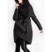 Art Black Patchwork Faux Fur  Peter Pan Collar Duck Down Winter down coat