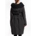 Art Black Patchwork Faux Fur  Peter Pan Collar Duck Down Winter down coat